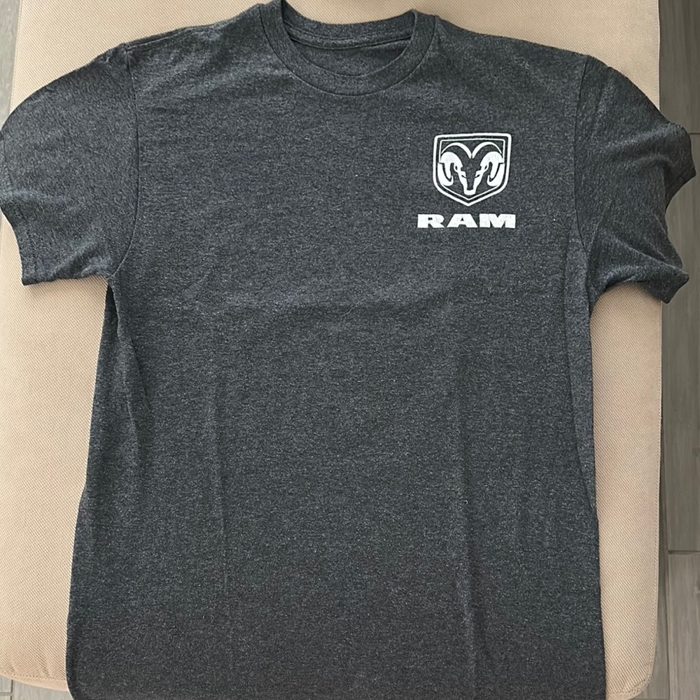 Gray RAM Short Sleeve Tee with Crew Neck